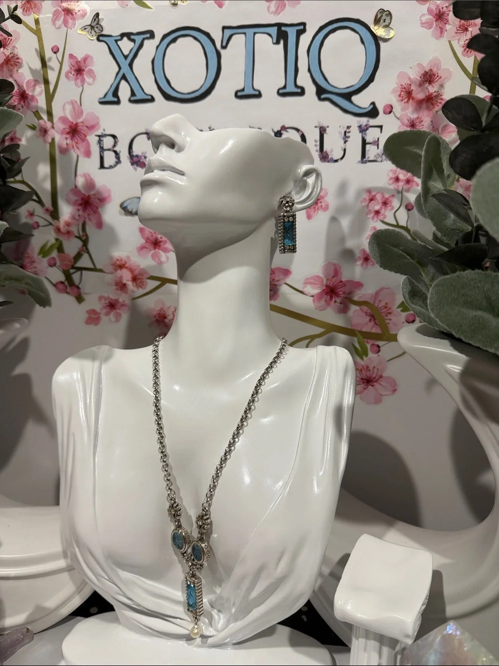 🆕🦋 RARE SET Brighton RETIRED VTG SLVR Crystal Necklace & Earrings Set